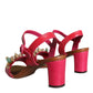 Fuchsia Leather Embellished Keira Sandals Shoes