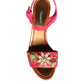 Fuchsia Leather Embellished Keira Sandals Shoes