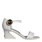 White Leather Heels Keira Sandals Shoes