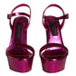 Fuchsia Leather Platform Logo Keira Sandals Shoes