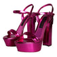 Fuchsia Leather Platform Logo Keira Sandals Shoes