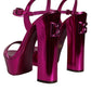 Fuchsia Leather Platform Logo Keira Sandals Shoes