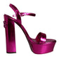 Fuchsia Leather Platform Logo Keira Sandals Shoes