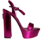 Fuchsia Leather Platform Logo Keira Sandals Shoes