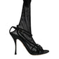 Black Mesh Stiletto Heels Sandals Shoes