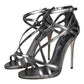 Silver Keira Leather Heels Sandals Shoes