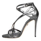 Silver Keira Leather Heels Sandals Shoes