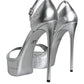 Silver Leather Platform Keira Sandals Shoes