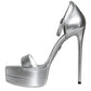 Silver Leather Platform Keira Sandals Shoes