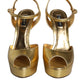 Gold Bette Leather Heels Sandals Shoes