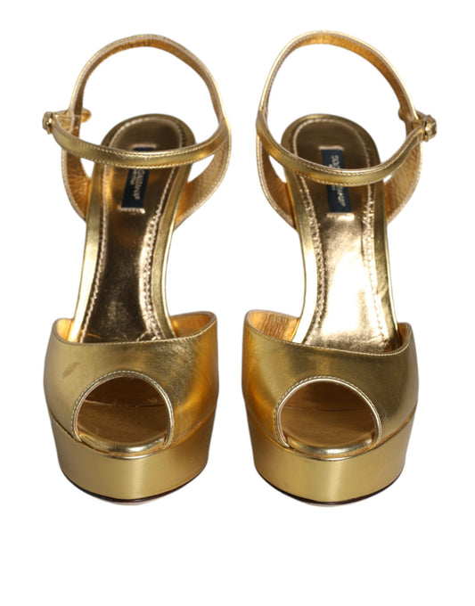 Gold Bette Leather Heels Sandals Shoes