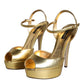 Gold Bette Leather Heels Sandals Shoes