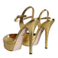 Gold Bette Leather Heels Sandals Shoes