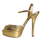 Gold Bette Leather Heels Sandals Shoes