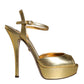 Gold Bette Leather Heels Sandals Shoes