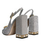 Silver Crystal Slingback Heels Sandals Shoes