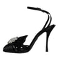 Black Crystal Ankle Strap Sandals Shoes