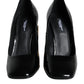 Black Gold Patent Leather Logo Heels Pumps Shoes