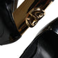 Black Gold Patent Leather Logo Heels Pumps Shoes