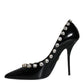 Black Crystals Leather High Heels Pumps Shoes