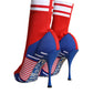 Red Blue Stretch Sock Style Ankle Boots Logo Shoes