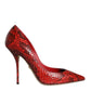 Red Leather Stiletto High Heels Pumps Shoes