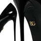 Black Leather Platform Heels Pumps Shoes