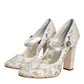 White Lace Crystals Heels Sandals Shoes