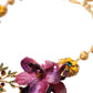 Gold Brass Mix Fiori Flowers Crystal Chain Necklace