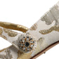 Gold Jacquard Crystal Mary Janes Pumps Shoes