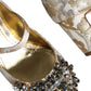 Gold Jacquard Crystal Mary Janes Pumps Shoes