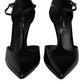 Black Patent Leather T-strap Heels Pumps Shoes