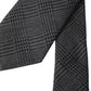 Dark Gray Plaid Patterned Silk Adjustable Men Tie