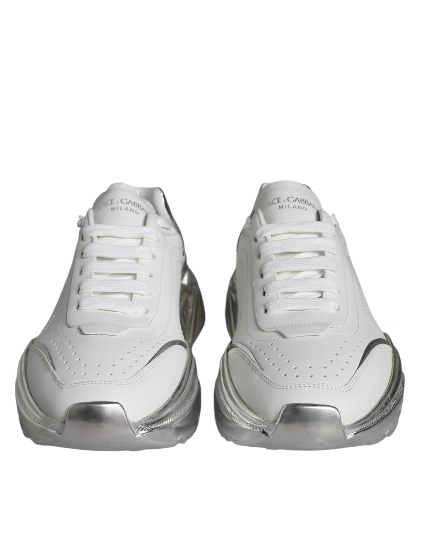 White Silver Daymaster Leather Sneakers Shoes