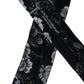 Black Floral Print Silk Adjustable Men Tie