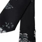 Black Floral Print Silk Adjustable Men Tie