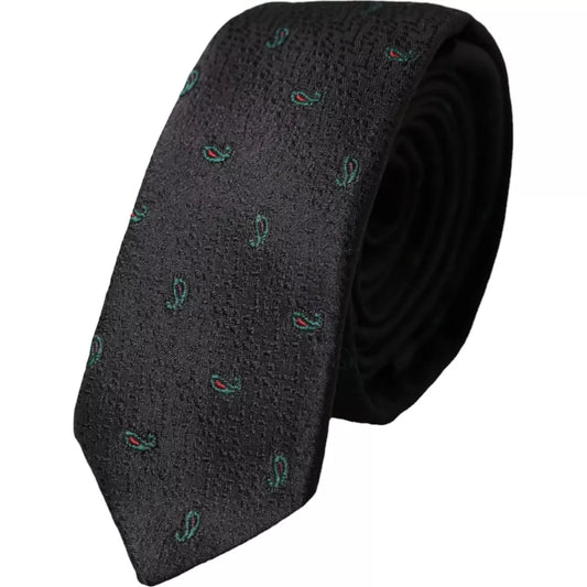 Black Fantasy 100% Silk Adjustable Men Tie