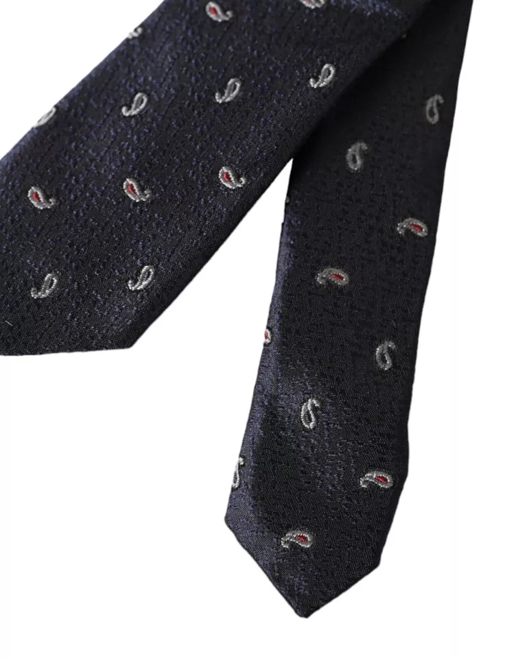 Dark Blue Fantasy 100% Silk Adjustable Men Tie