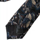 Black Floral Pattern Silk Adjustable Men Tie