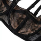 Black Floral Lace Nylon Balconcino Bra Underwear