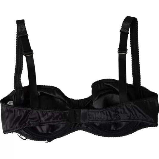 Black Silk Stretch Women Balconcino Bra Underwear