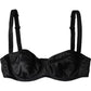 Black Silk Stretch Women Balconcino Bra Underwear