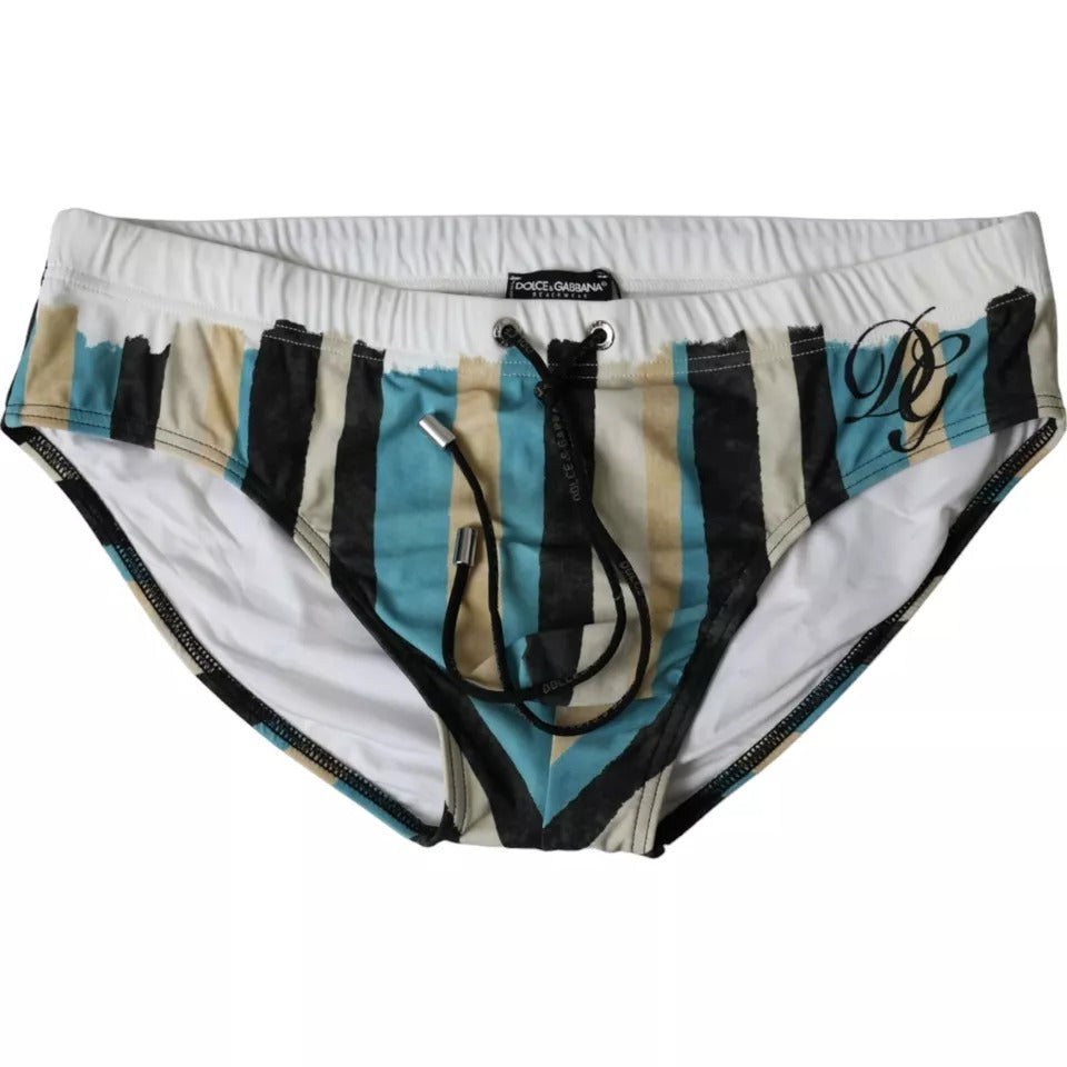 Multicolor Stripes Logo Beachwear Brief Swimwear