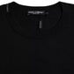 Black Logo Embossed Cotton Crew Neck T-shirt