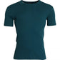 Blue Green Cotton Round Neck Short Sleeves T-shirt