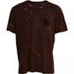 Brown Color Splash Cotton Crew Neck T-shirt