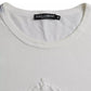 White Logo Embossed Cotton Crewneck T-shirt