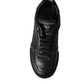 Black Leather Low Top Sneakers Men Shoes