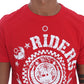 Chic Red 'RIDERS' Motive Crewneck Tee