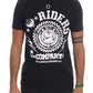 Chic Black Crewneck Tee with 'RIDERS' Motif